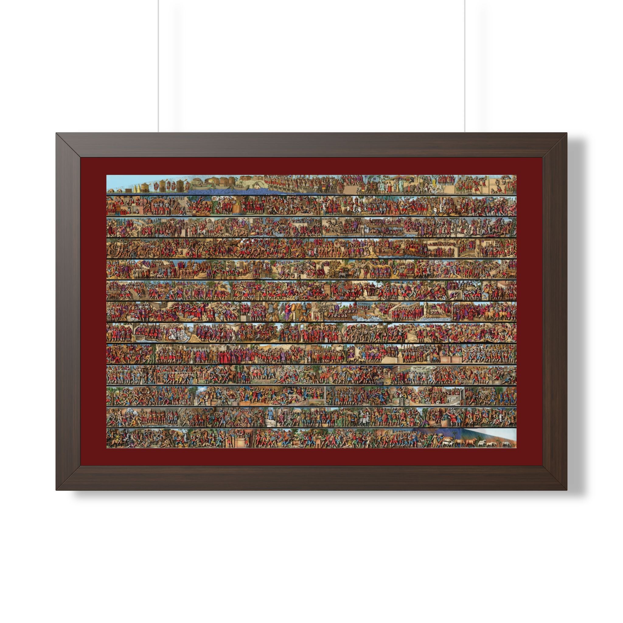 Colorized Trajan's Column Engraving Framed Art Print