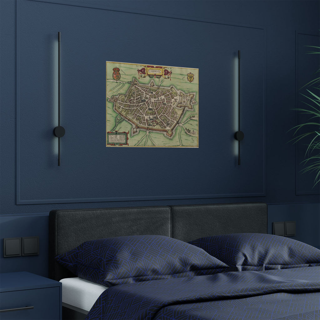 Cambrai, France Vintage City Map Poster — Antique City Map Satin Print (300gsm)