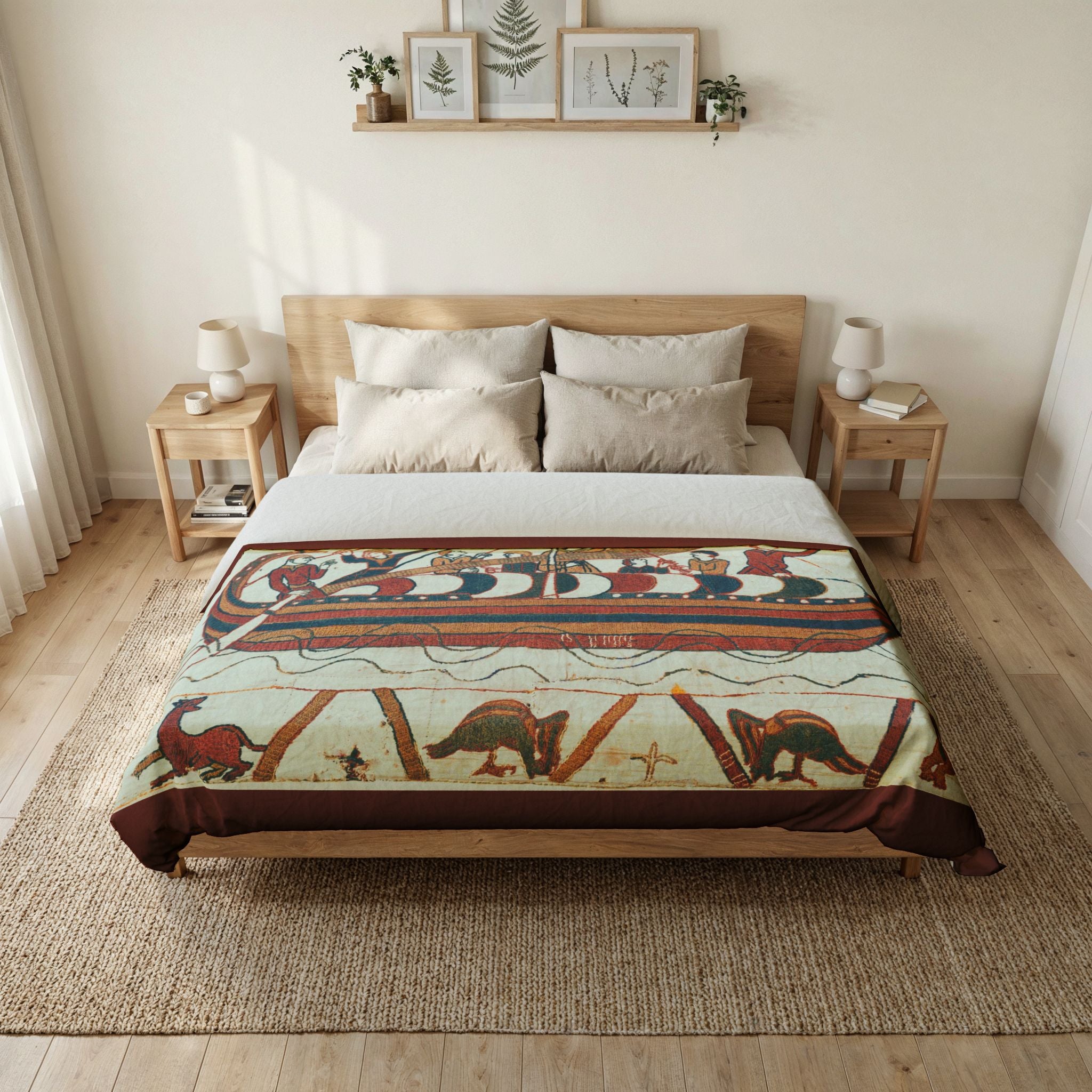Bayeux Tapestry Norman Boat Duvet Cover | Medieval Invasion Scene