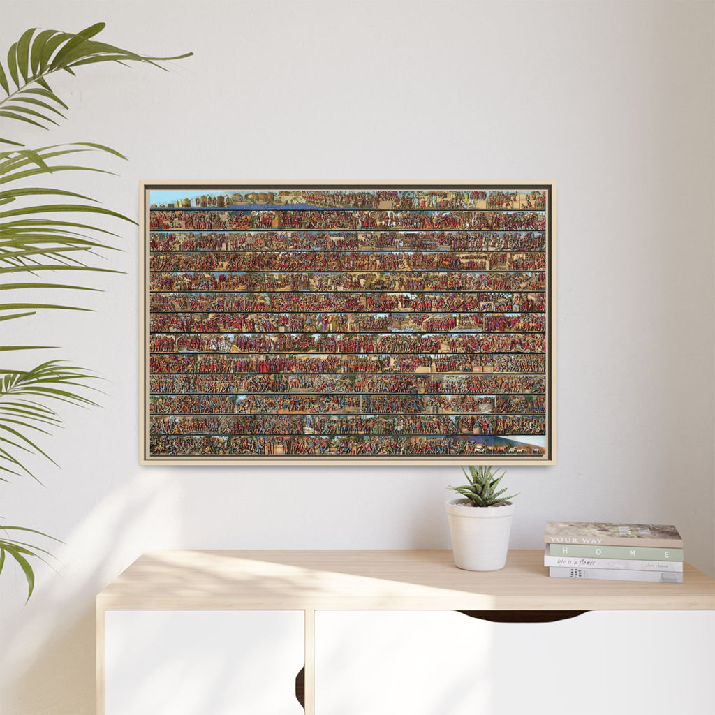 Colorized Depiction of Trajan's Column in Rome Framed Matte Canvas