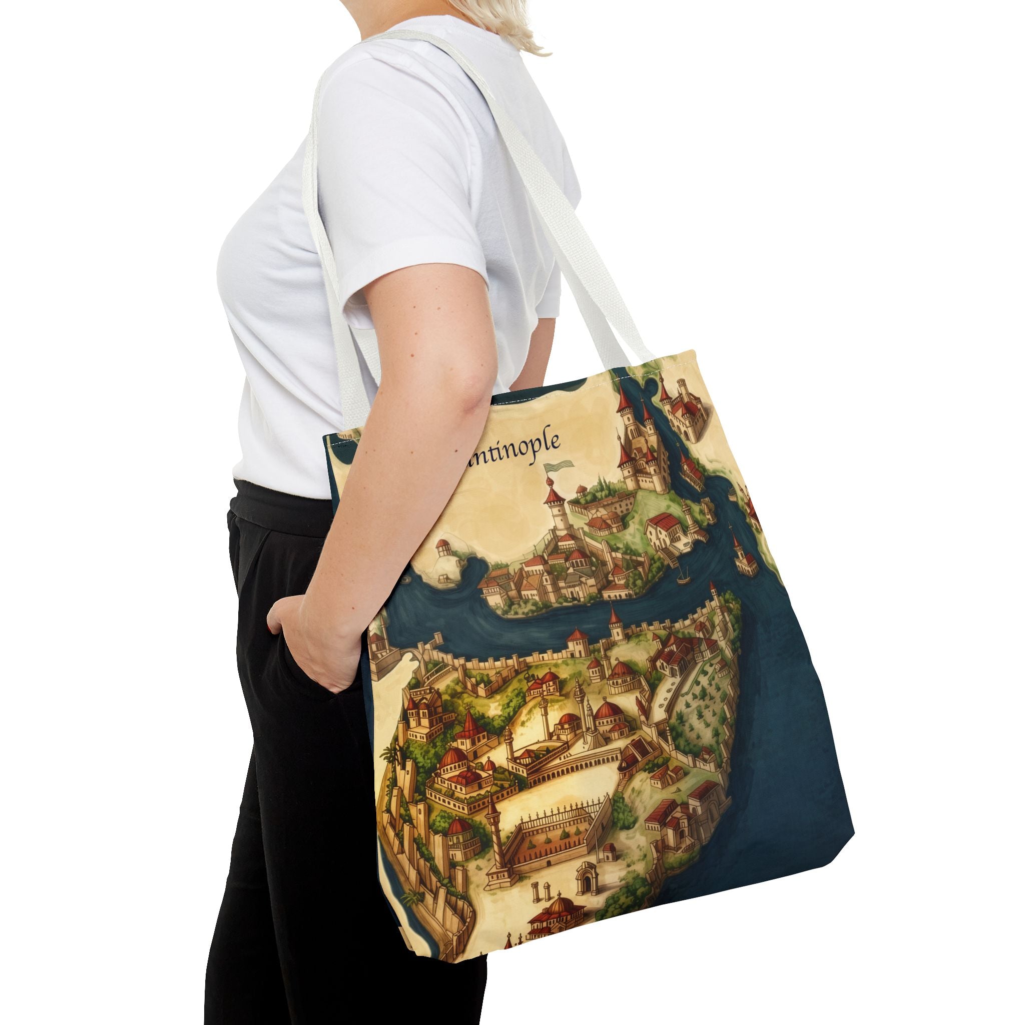 Constantinople Map Tote Bag — Vintage Cityscape All-Over Print
