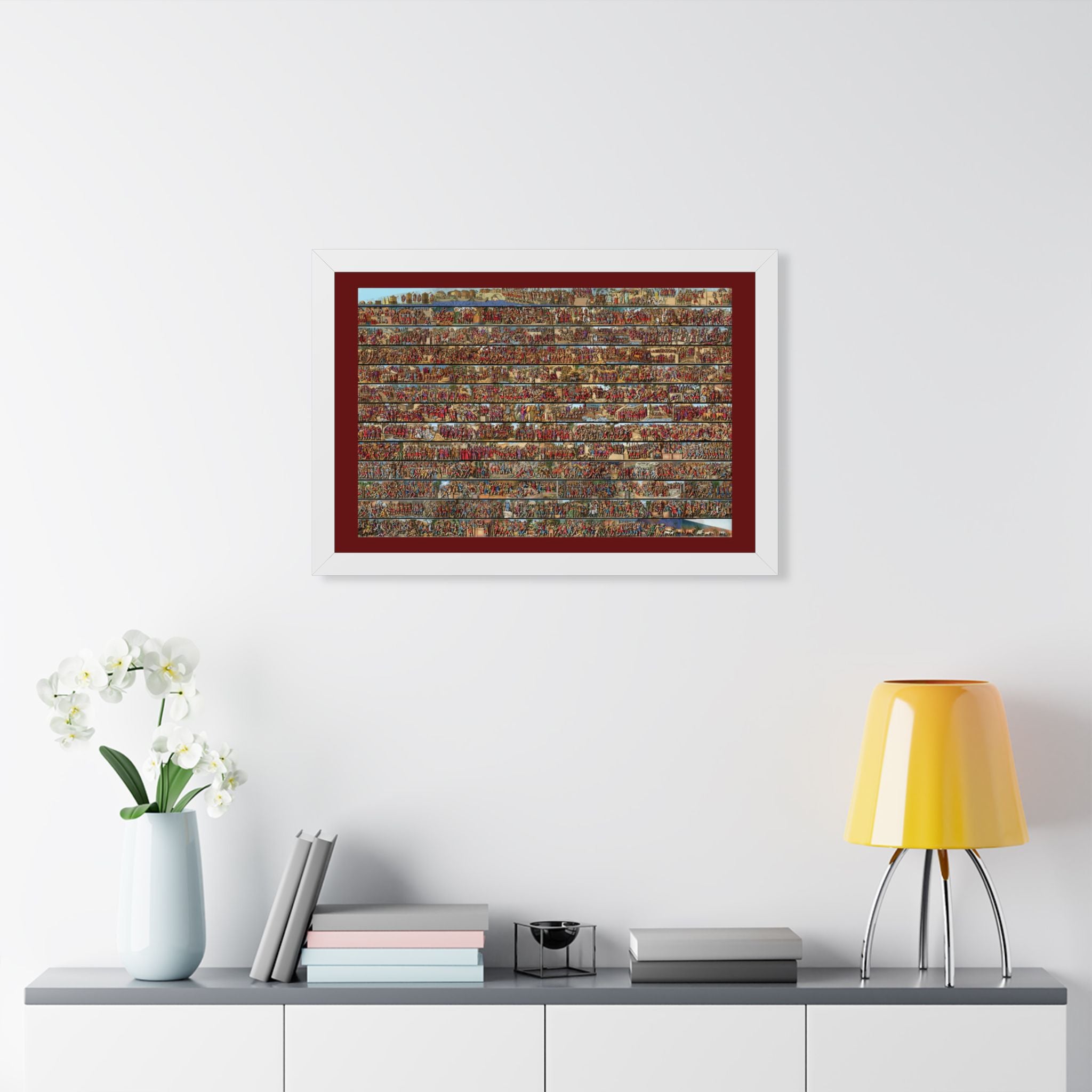 Colorized Trajan's Column Engraving Framed Art Print