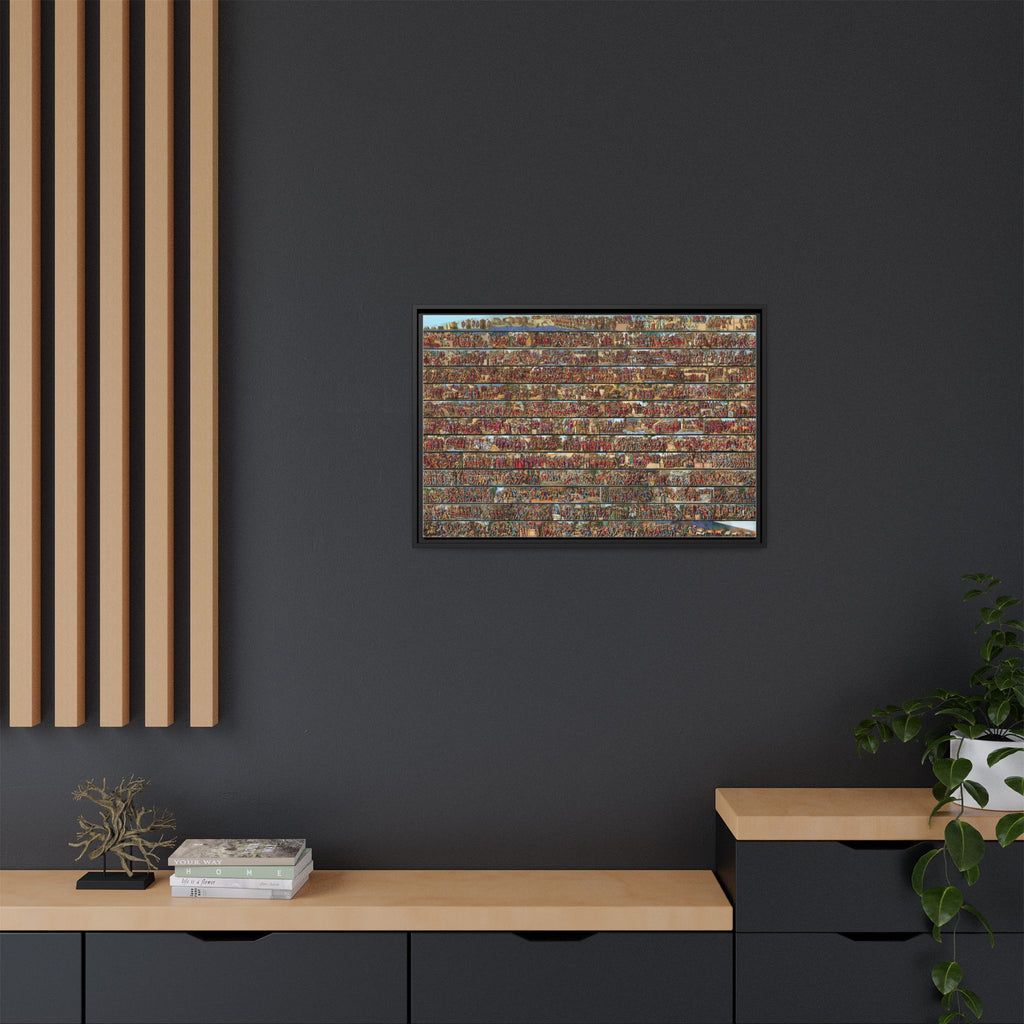 Colorized Depiction of Trajan's Column in Rome Framed Matte Canvas