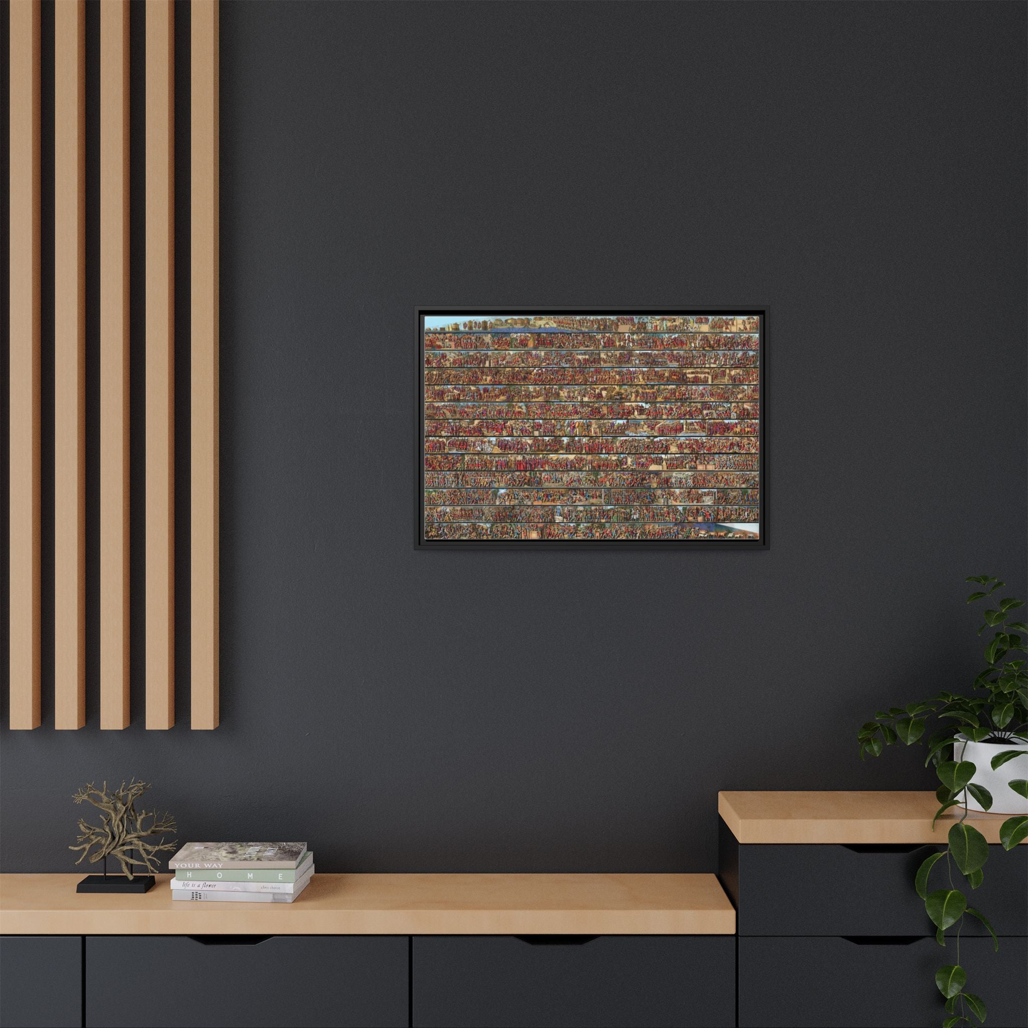 Colorized Depiction of Trajan's Column in Rome Framed Matte Canvas
