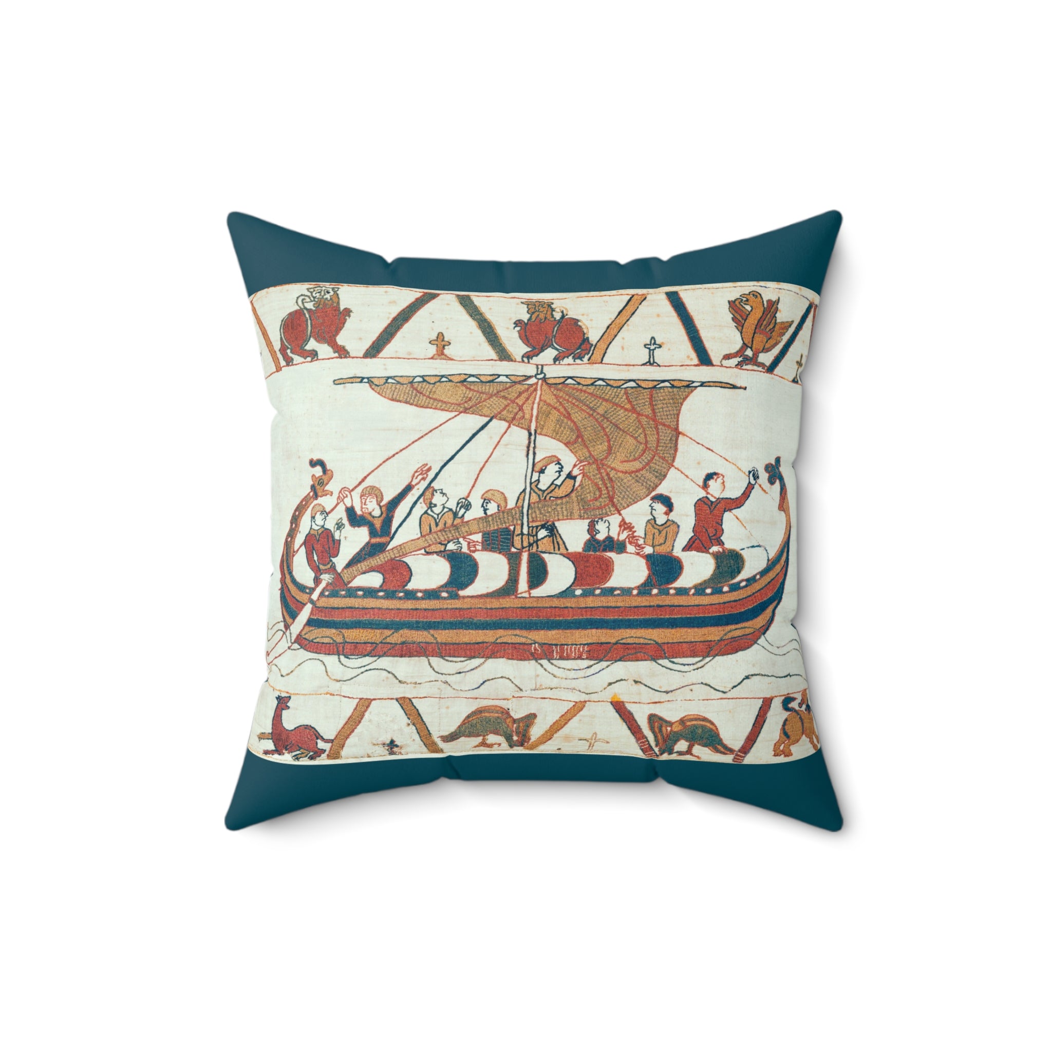 Bayeux Tapestry Battle of Hastings Faux Suede Square Pillow | Medieval Norman Invasion