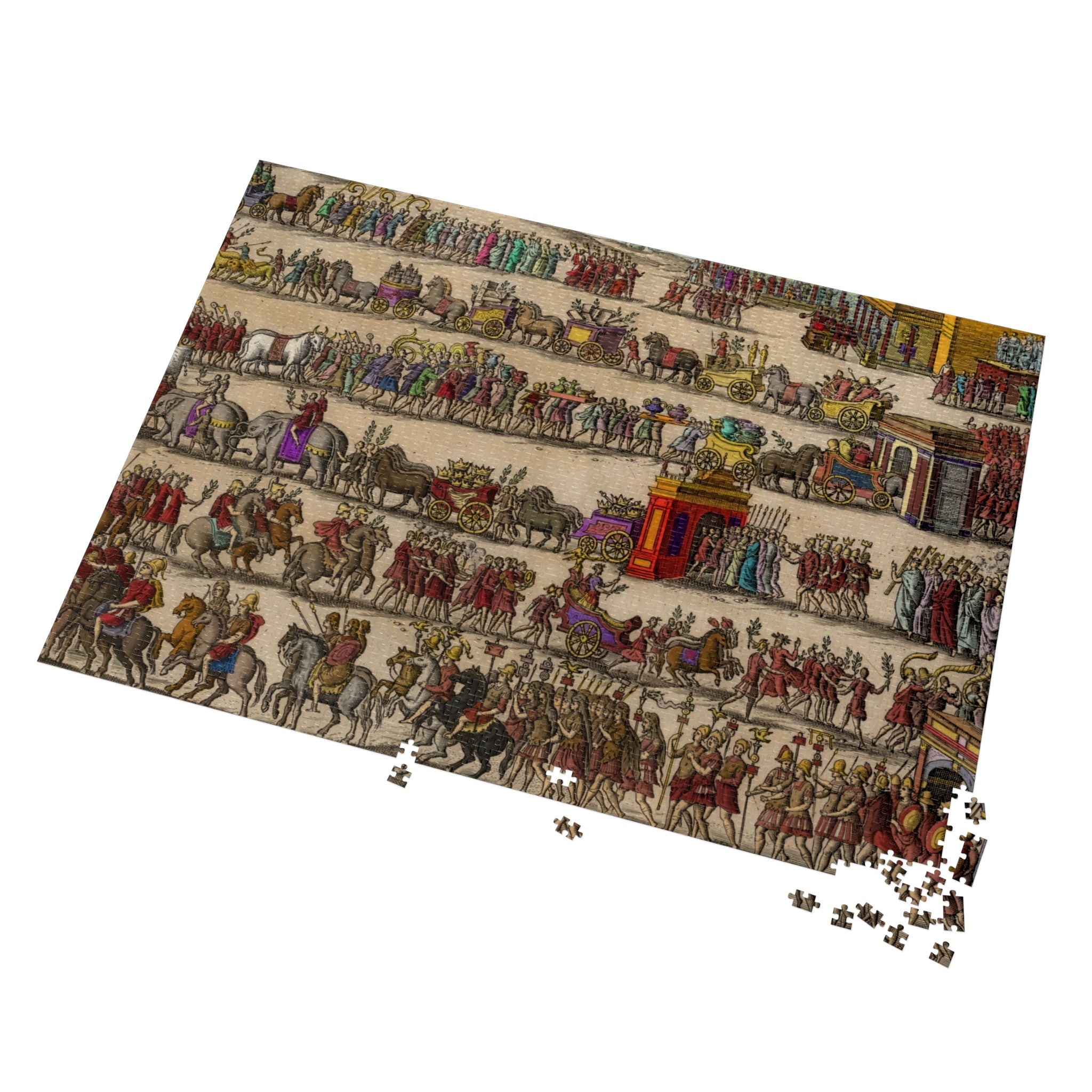 Roman Triumph Illustration Jigsaw Puzzle with Tin | Hand-Colored Engraving
