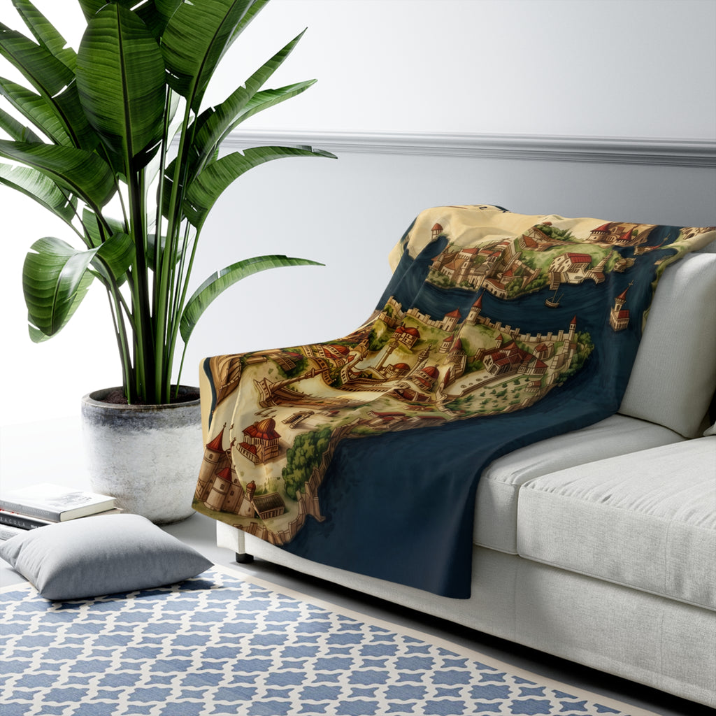 Constantinople Vintage Map Sherpa Fleece Blanket