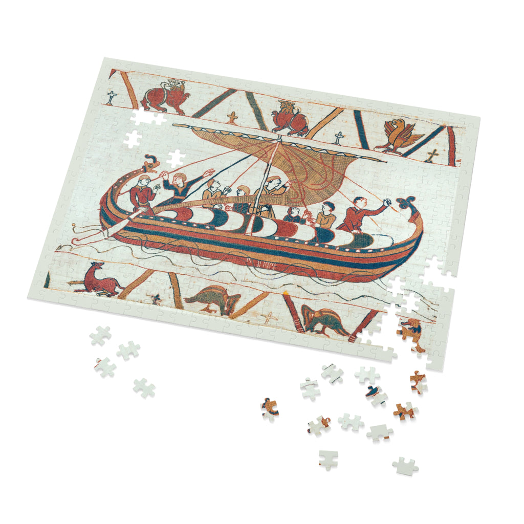 Bayeux Tapestry Norman Ship Jigsaw Puzzle with Tin | Historical Boat Illustration