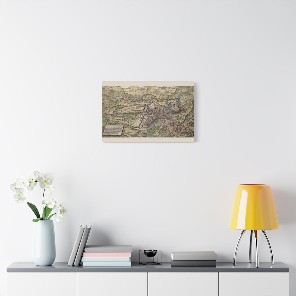 Antique City Map of Rome Matte Canvas Print — Vintage Stretched Wall Art