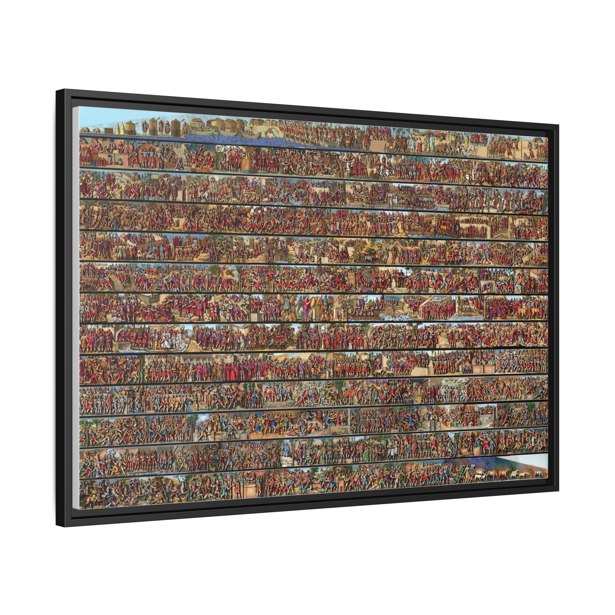 Colorized Depiction of Trajan's Column in Rome Framed Matte Canvas