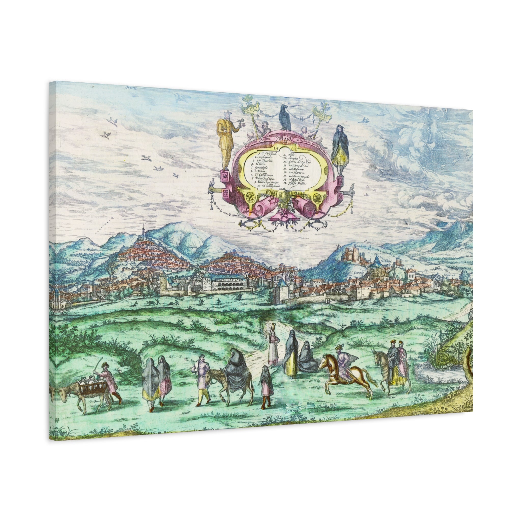 Granada Hand-Colored City View Matte Canvas