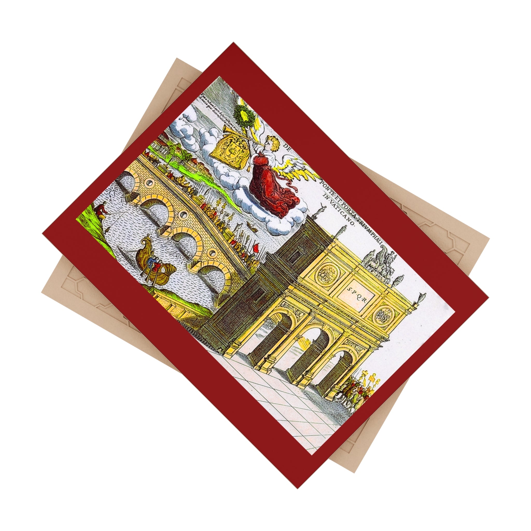 Antique Vatican Engraving Ceramic Photo Tile | Ponte et Porta Triumphali Rome