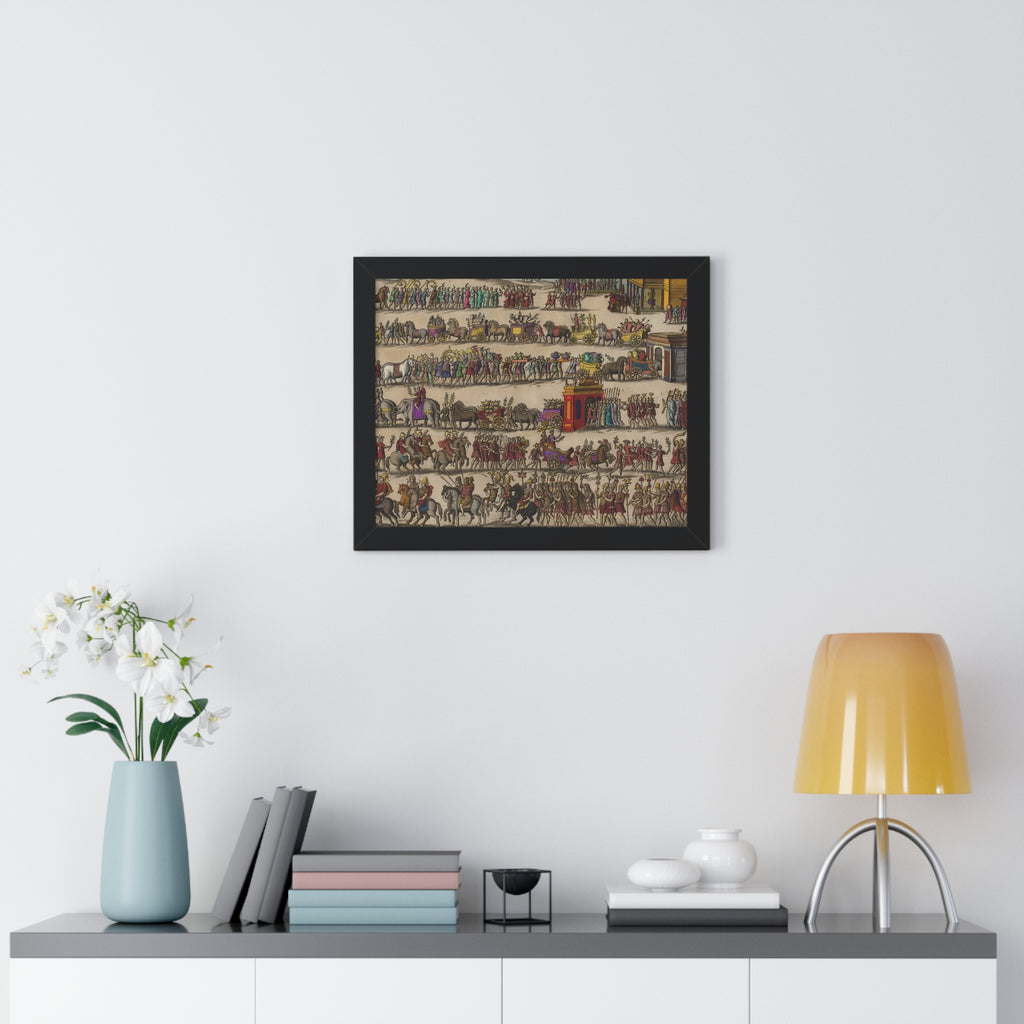 Roman Triumph Procession Framed Poster | Hand-Colored Engraving Print