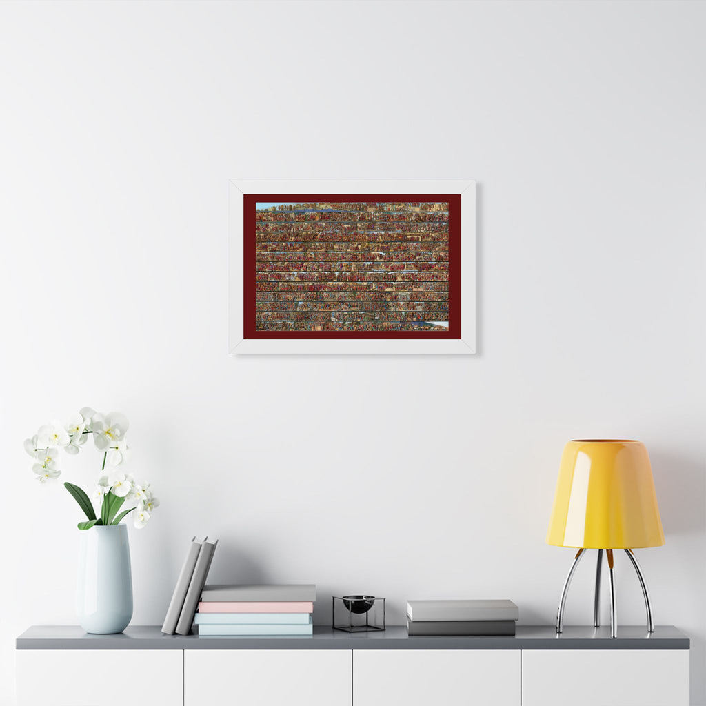 Colorized Trajan's Column Engraving Framed Art Print