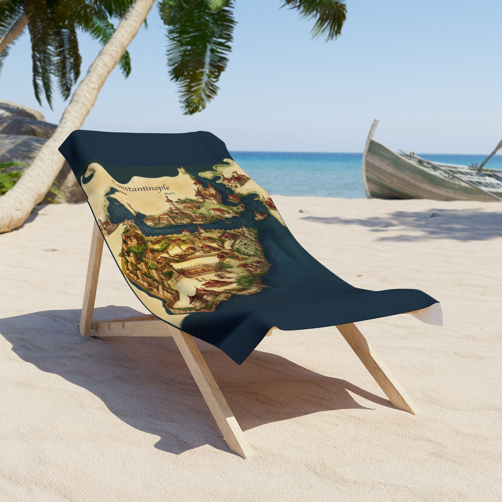 Vintage Constantinople Map Beach Towel — Unique Beach Towel