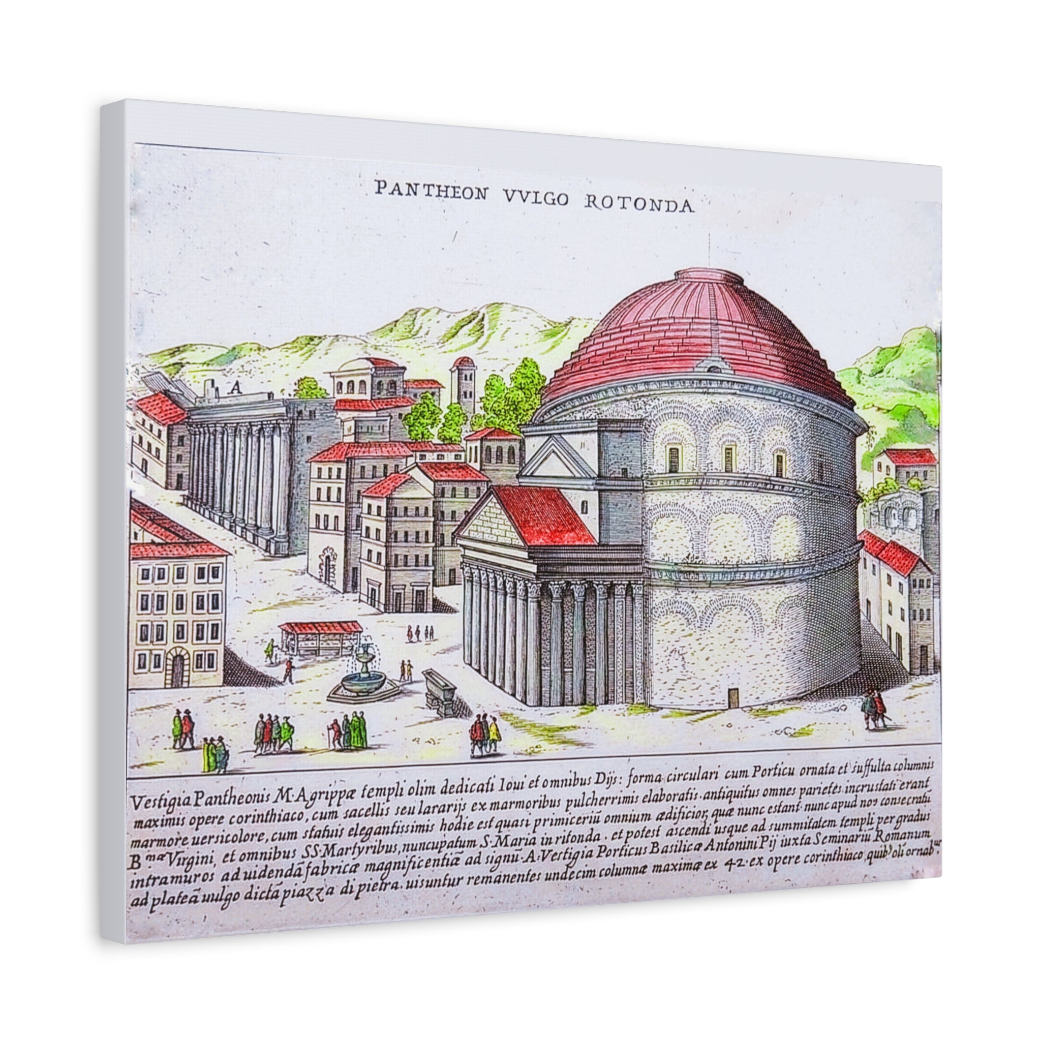 Pantheon Engraving Canvas Print Matte Stretched Canvas