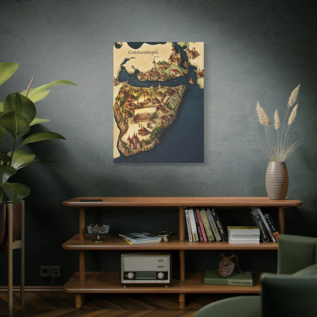 Constantinople Vintage Map Matte Canvas Print — Stretched 1.25"