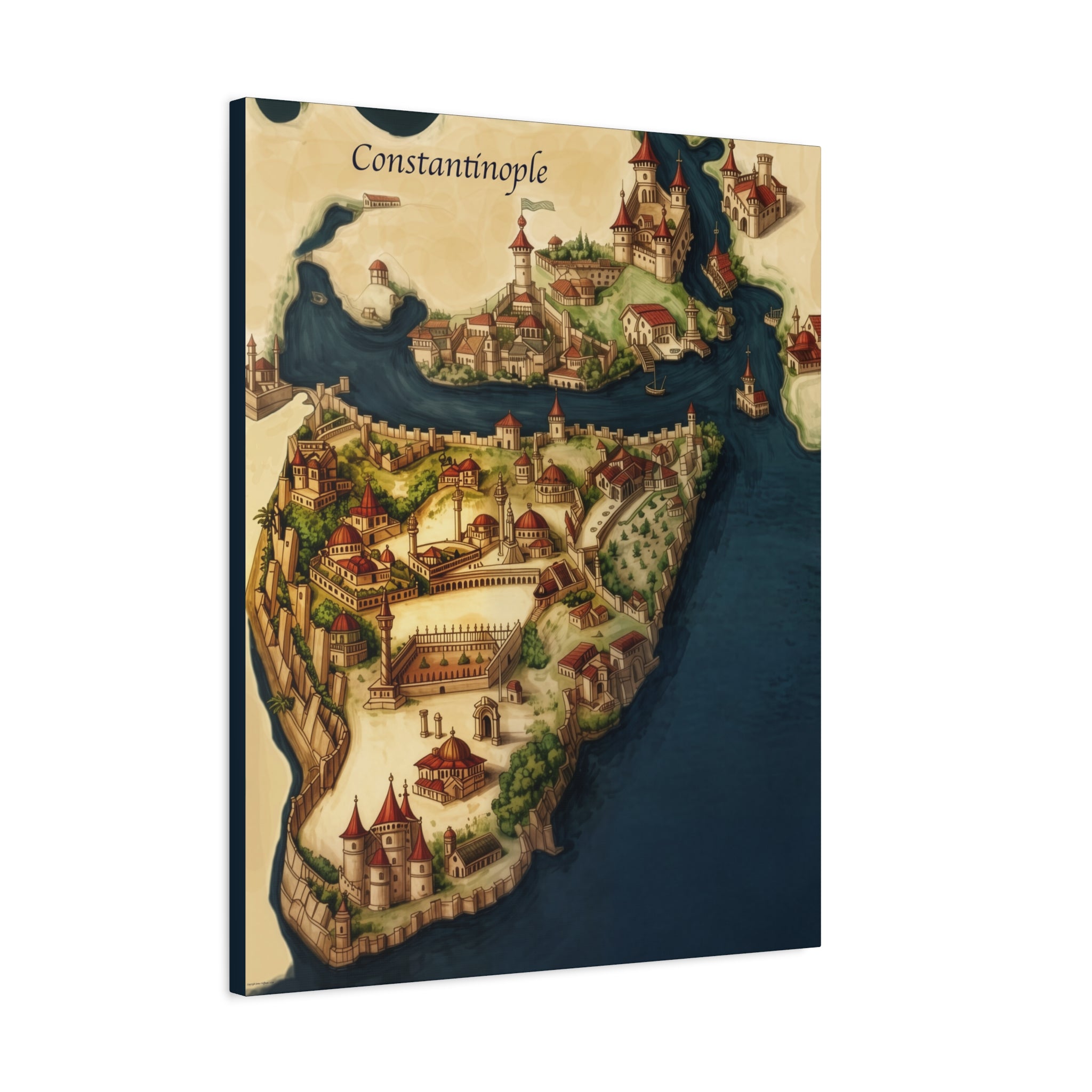 Constantinople Vintage Map Matte Canvas Print — Stretched 1.25"