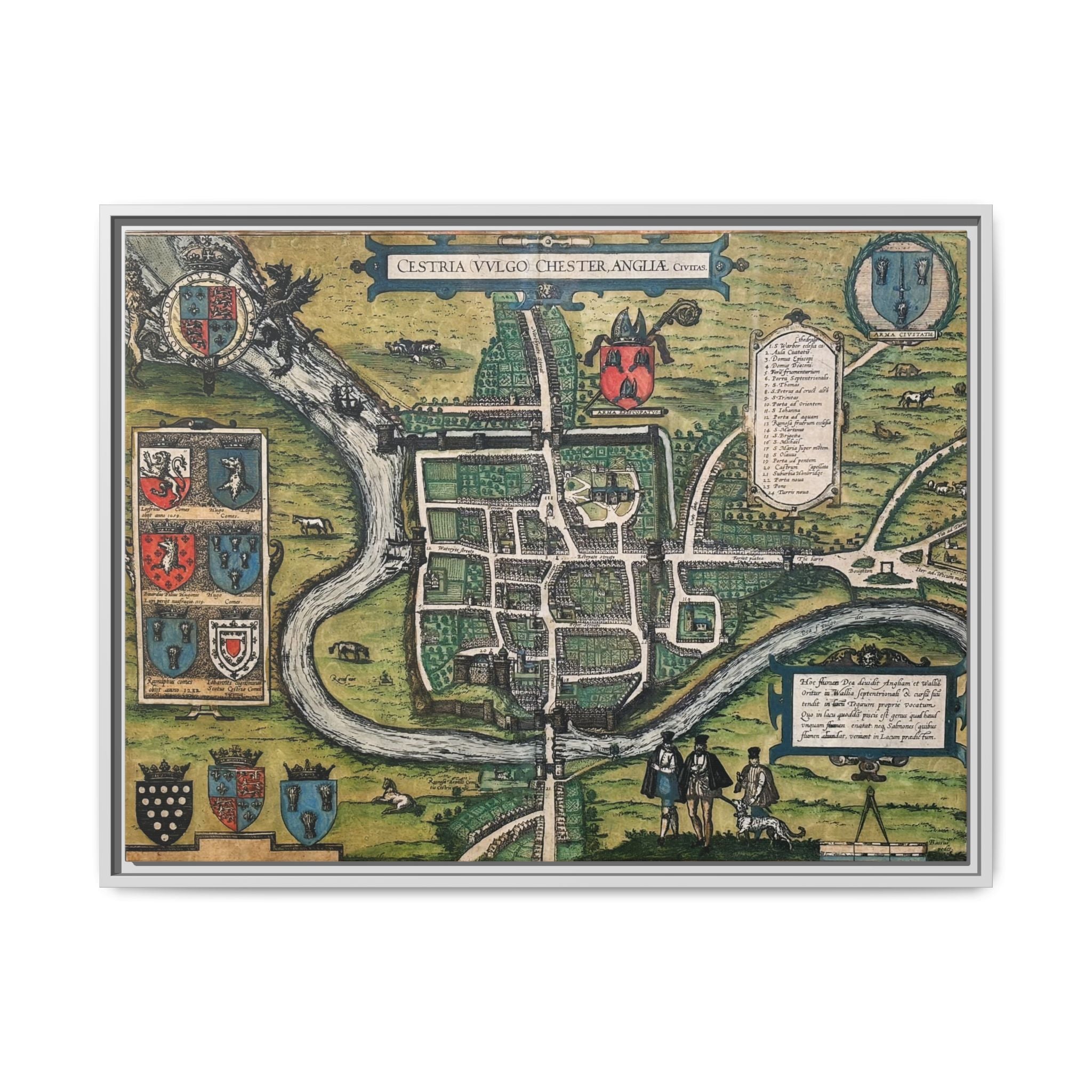 Chester, England by Braun and Hogenberg Framed Canvas Art Print