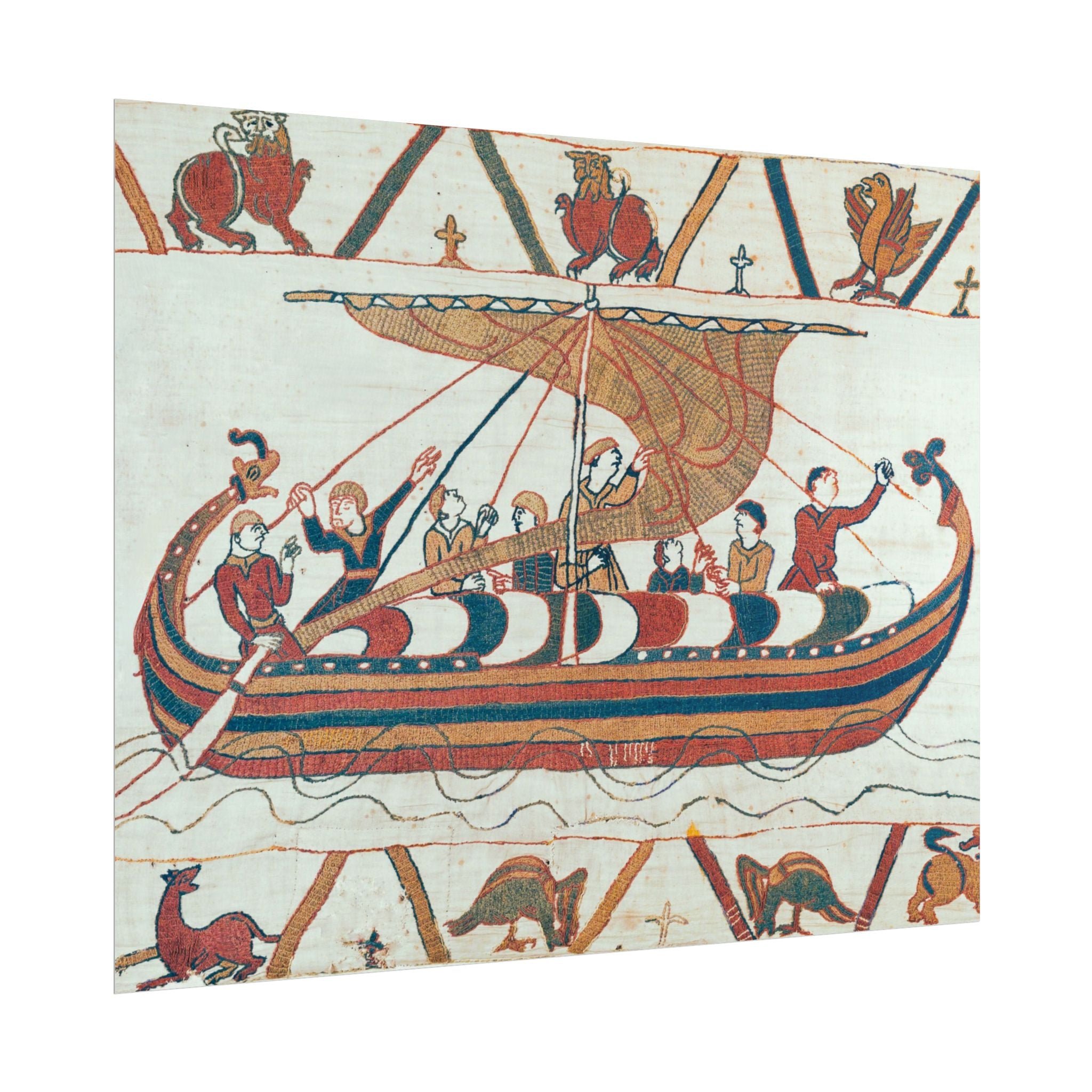 Bayeux Tapestry Norman Longship Rolled Poster | Nautical Historical Artwork