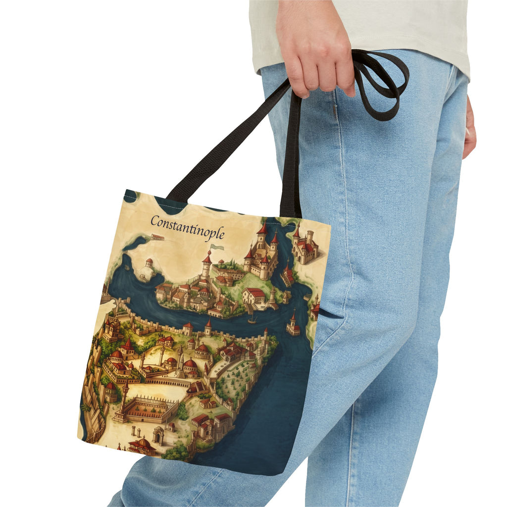 Constantinople Map Tote Bag — Vintage Cityscape All-Over Print