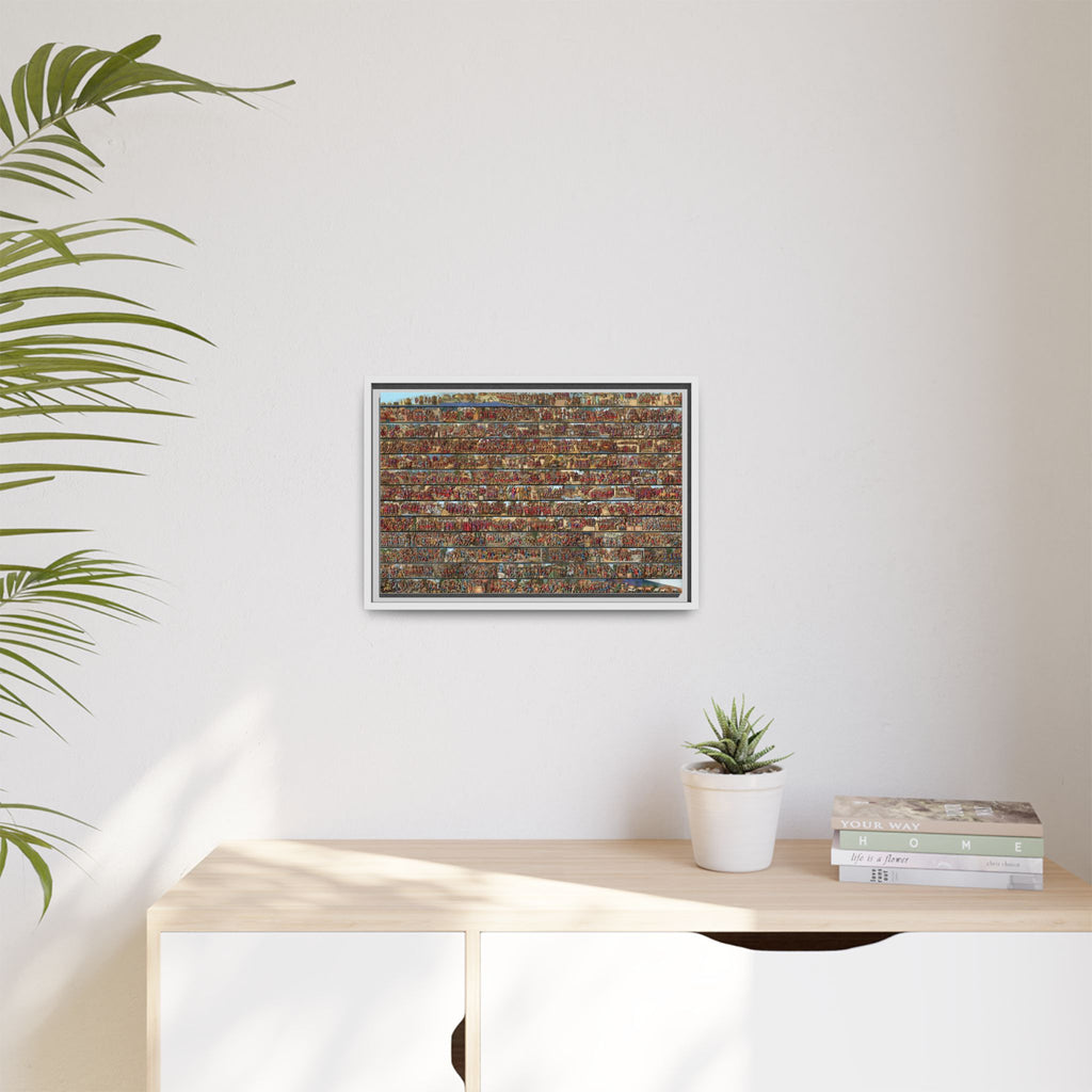 Colorized Depiction of Trajan's Column in Rome Framed Matte Canvas