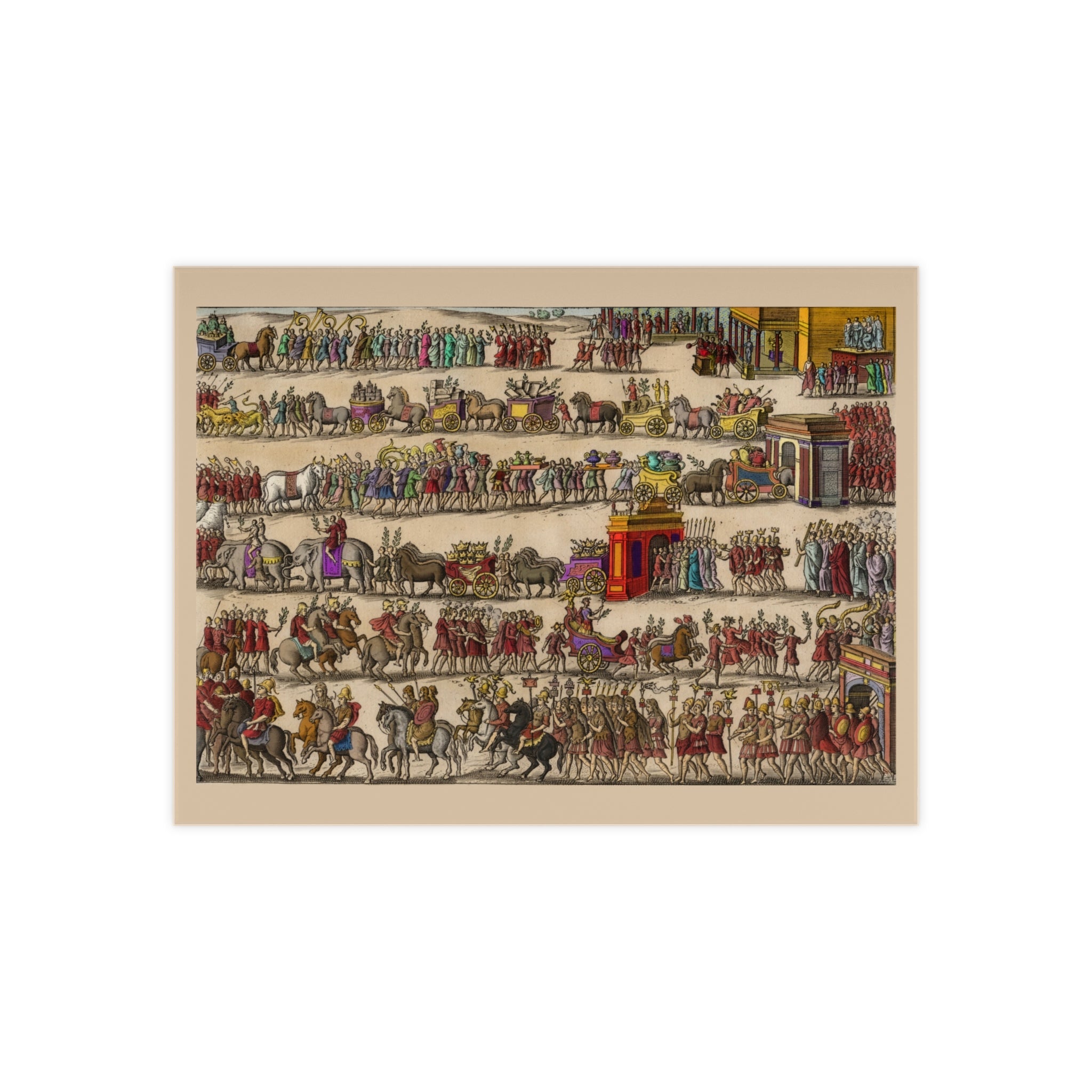 Roman Triumph Parade Ceramic Photo Tile | Colored Engraving by Giacomo Lauro