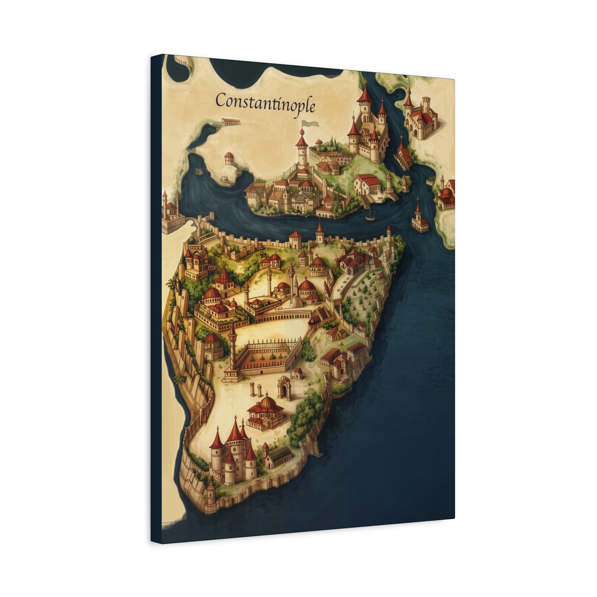 Constantinople Vintage Map Matte Canvas Print — Stretched 1.25"