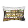 Antique Roman Hippodrome Print Lumbar Pillow | Colorful Antique Rome Engraving