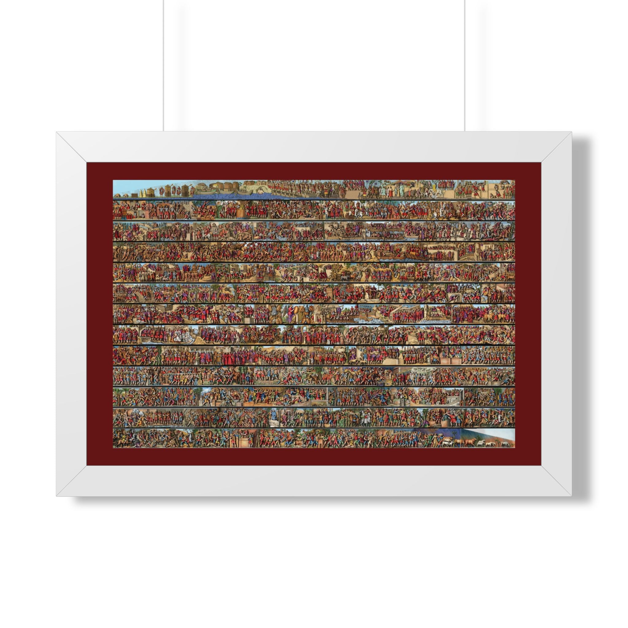 Colorized Trajan's Column Engraving Framed Art Print