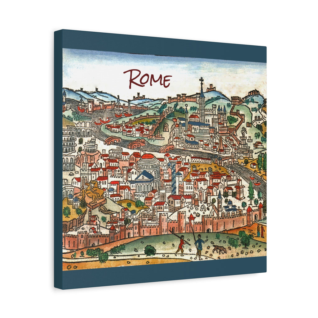 Renaissance Bird's-Eye Map of Rome Matte Canvas