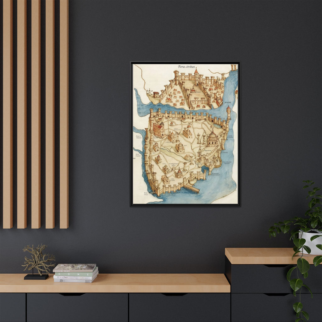 Framed Vintage Constantinople Map Canvas — Matte Nautical Wall Art