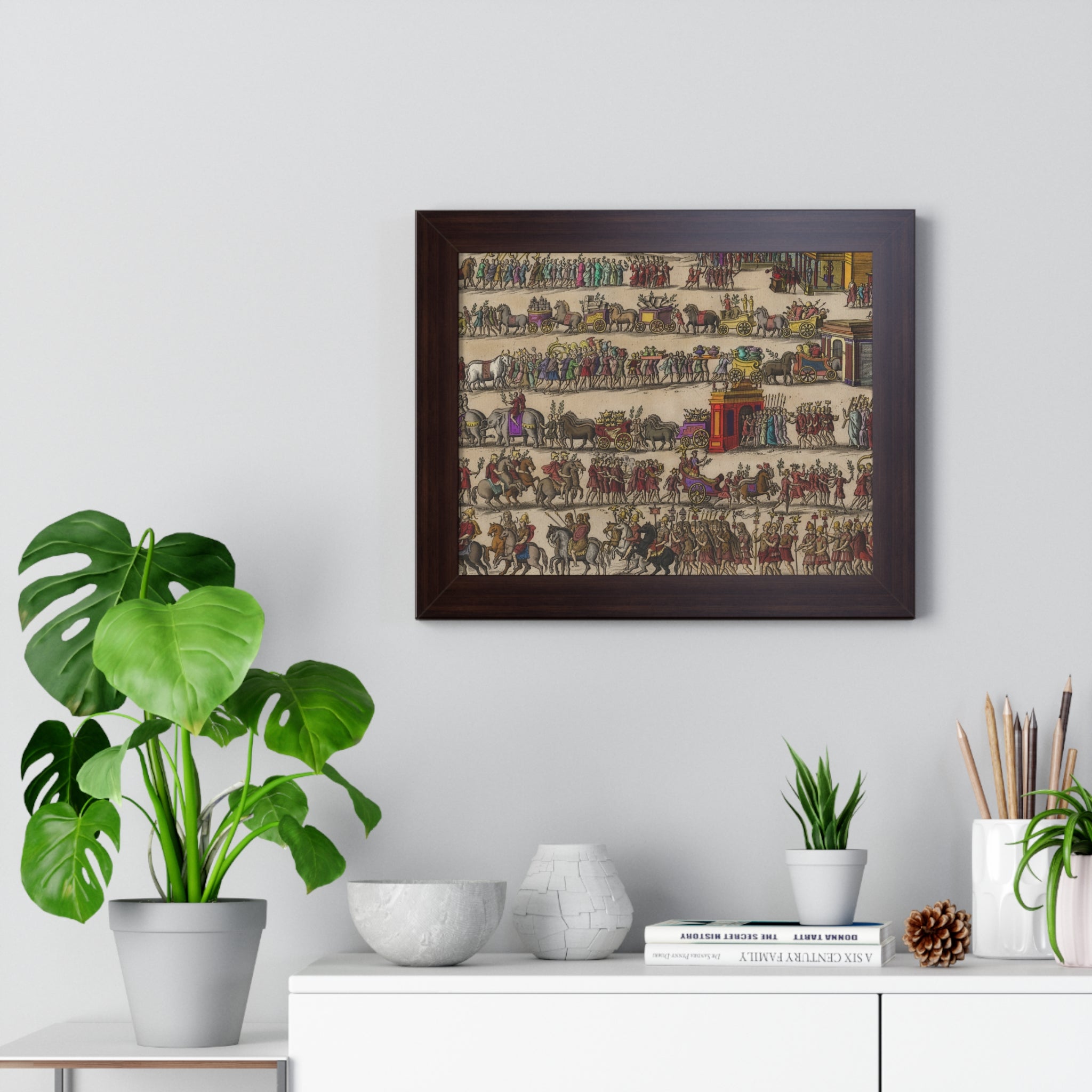 Roman Triumph Procession Framed Poster | Hand-Colored Engraving Print