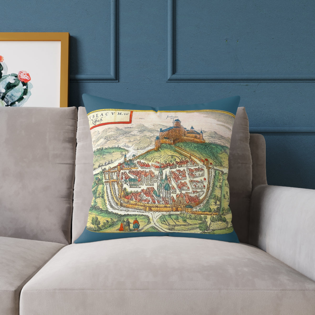 Rouffach Alsace Vintage Cityprint Pillow