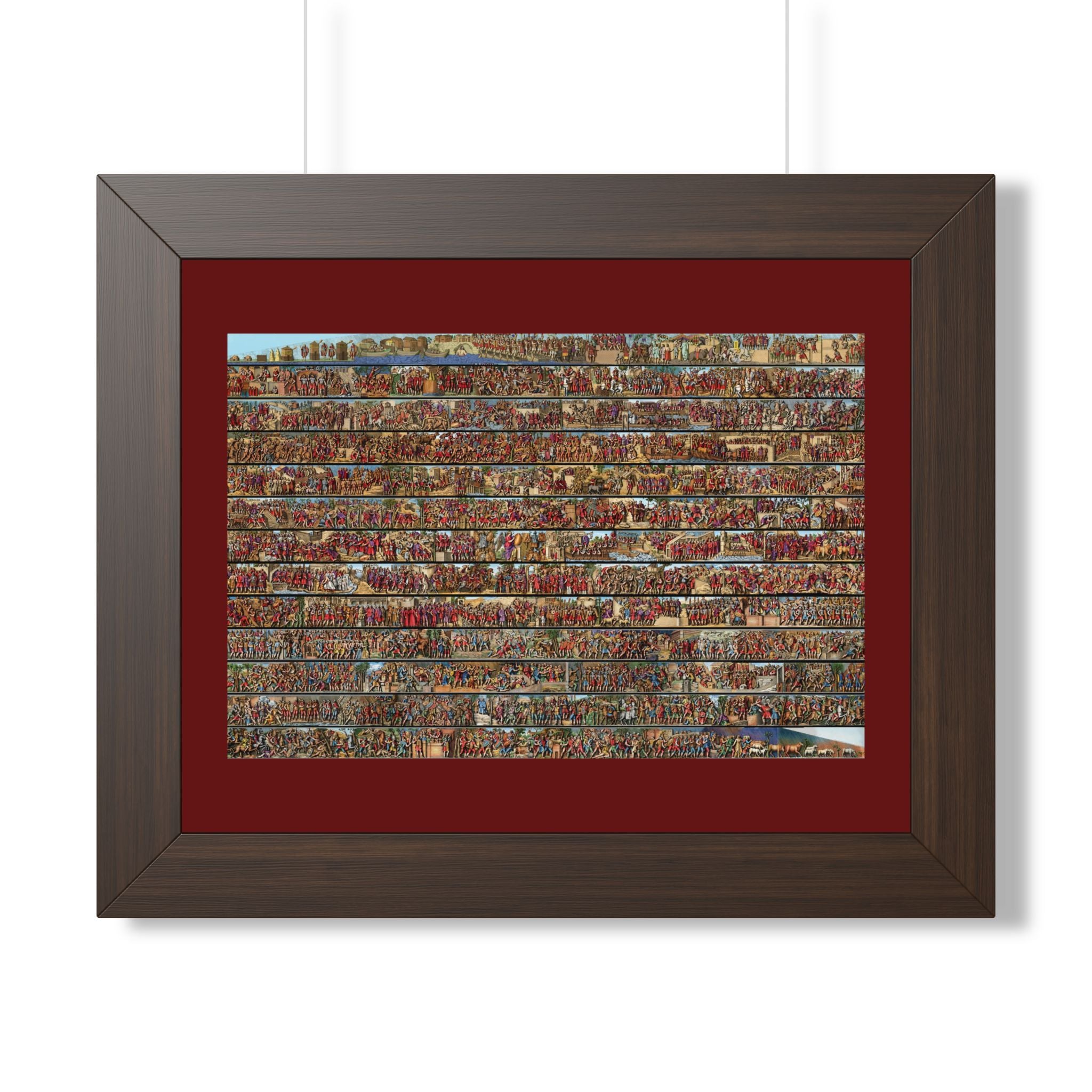 Colorized Trajan's Column Engraving Framed Art Print