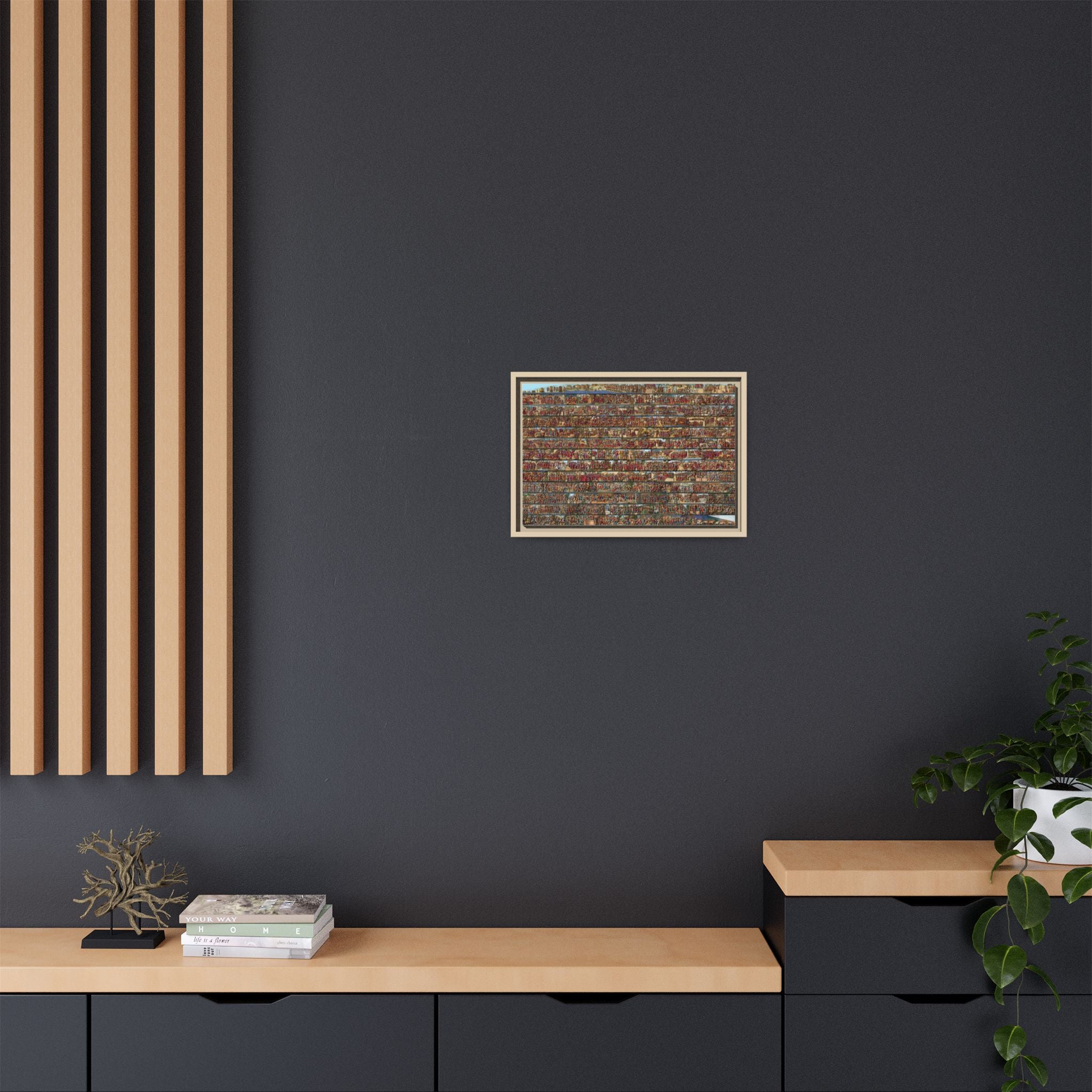 Colorized Depiction of Trajan's Column in Rome Framed Matte Canvas