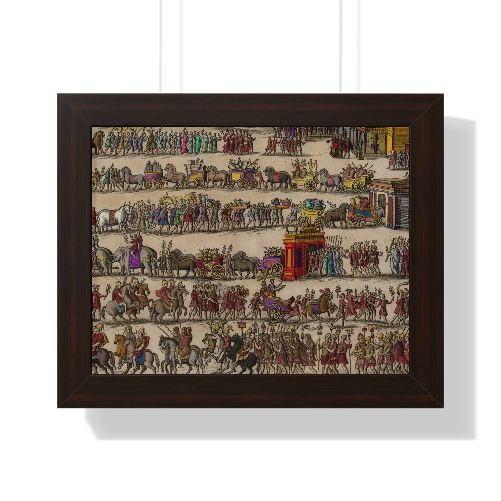 Roman Triumph Procession Framed Poster | Hand-Colored Engraving Print