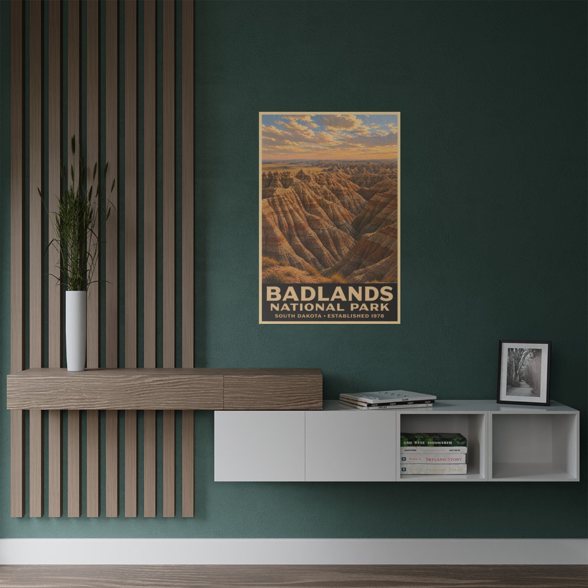 Badlands National Park Satin Poster — Vintage Travel Wall Art (300gsm)