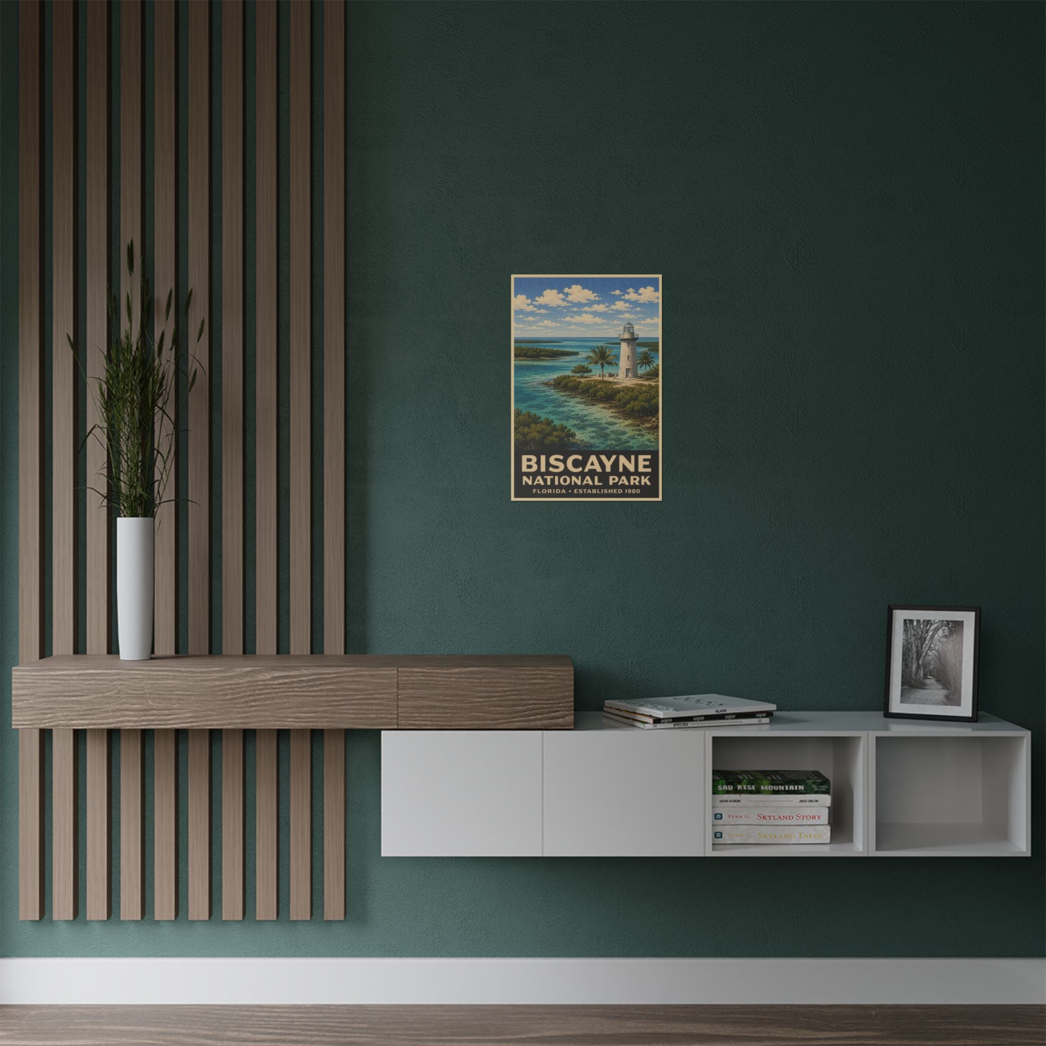 Biscayne National Park Lighthouse Poster — Vintage Florida Travel Print (300gsm)