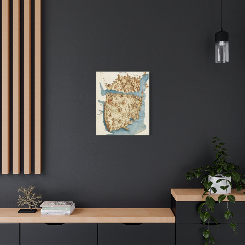 Medieval Constantinople City Map Canvas Print — Vintage Map Wall Art