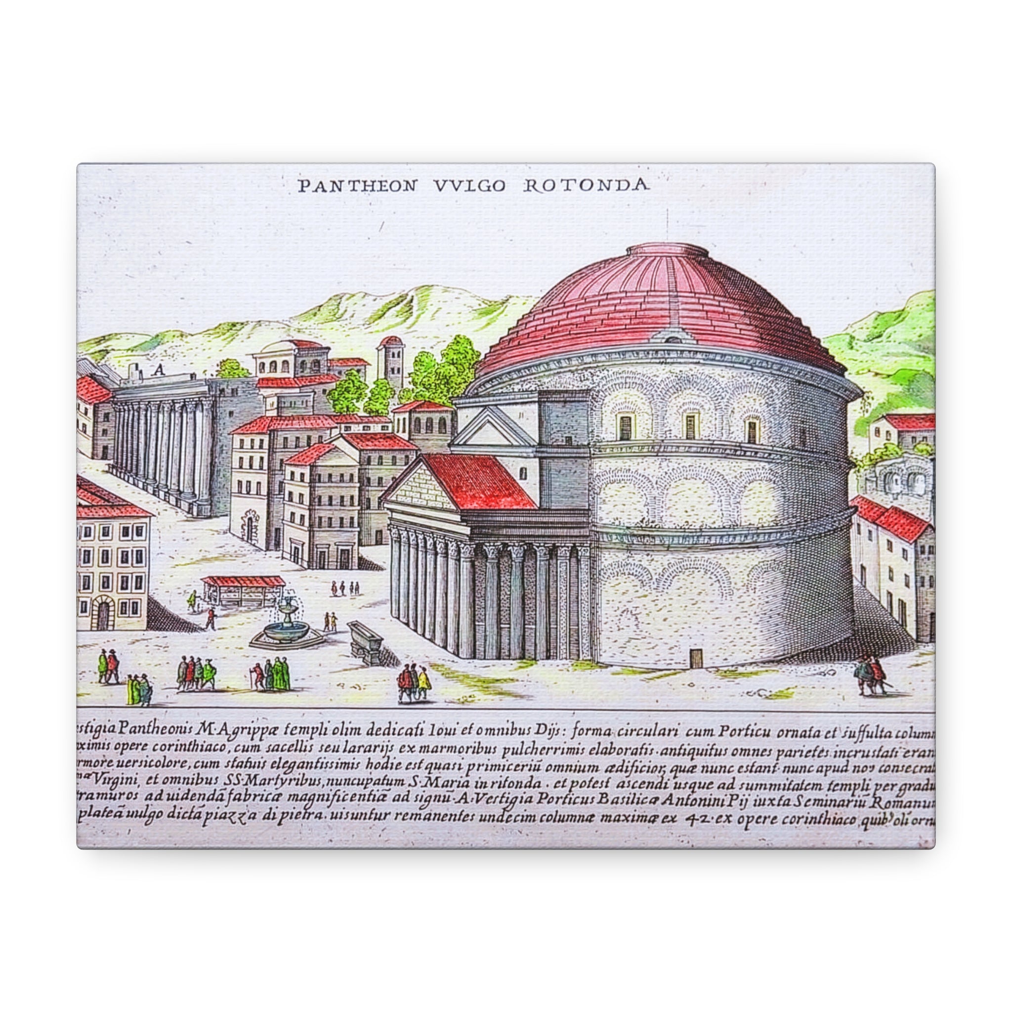 Pantheon Engraving Canvas Print Matte Stretched Canvas