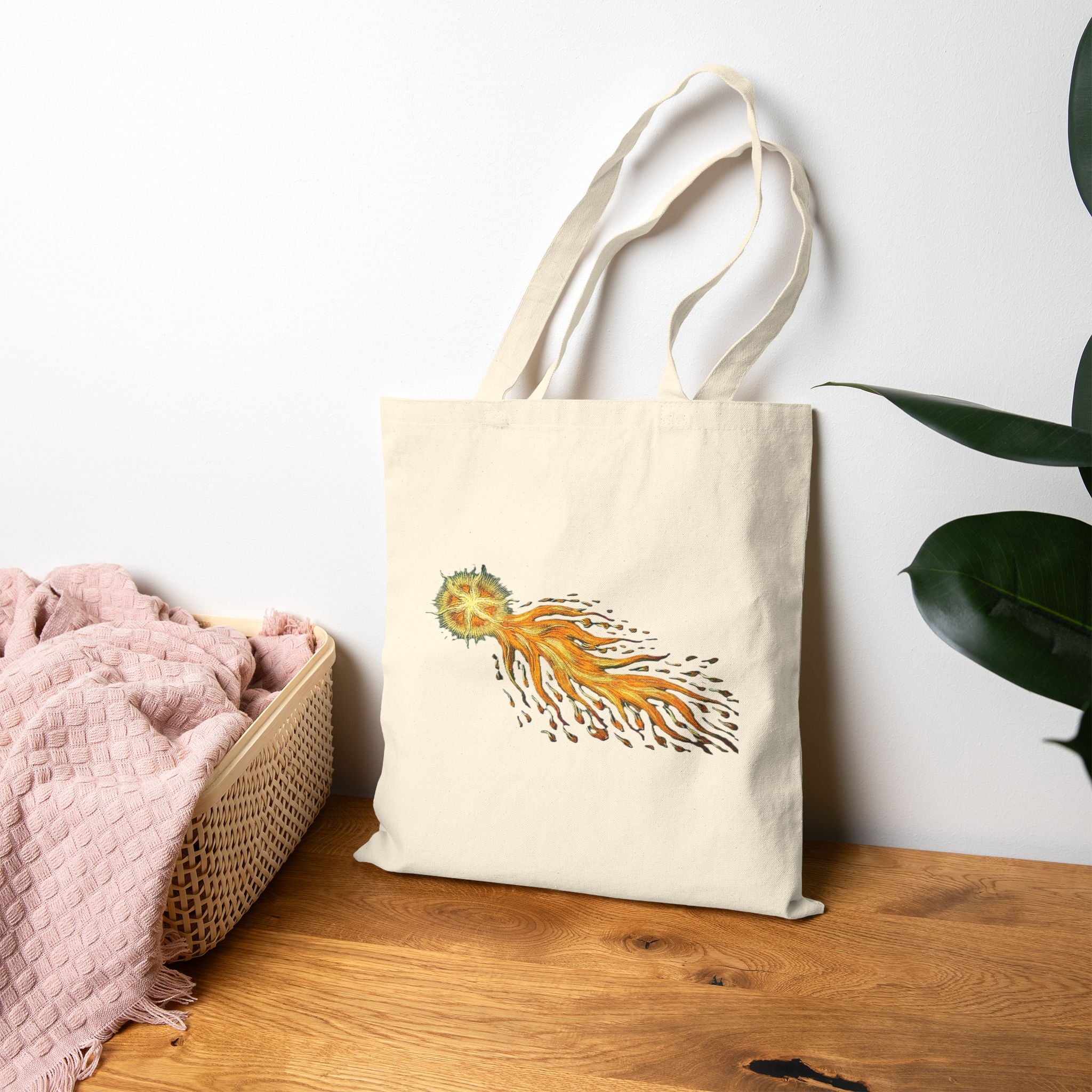 Halley's Comet Tote Bag | Cotton Canvas Astronomy Illustration