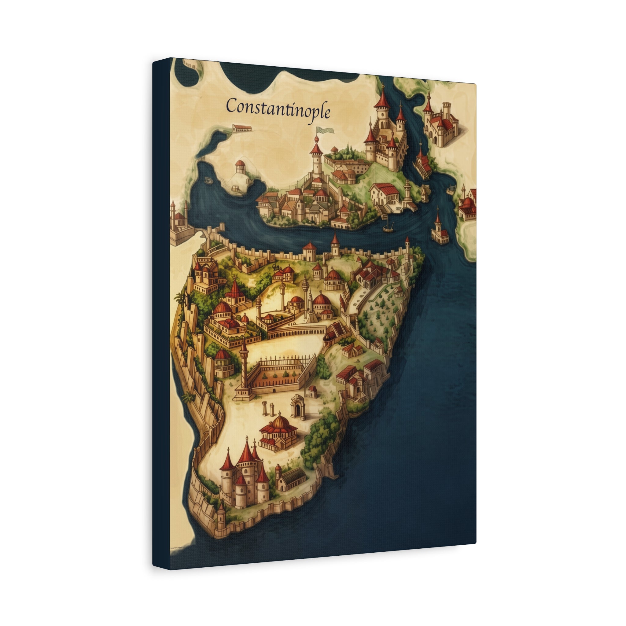 Constantinople Vintage Map Matte Canvas Print — Stretched 1.25"