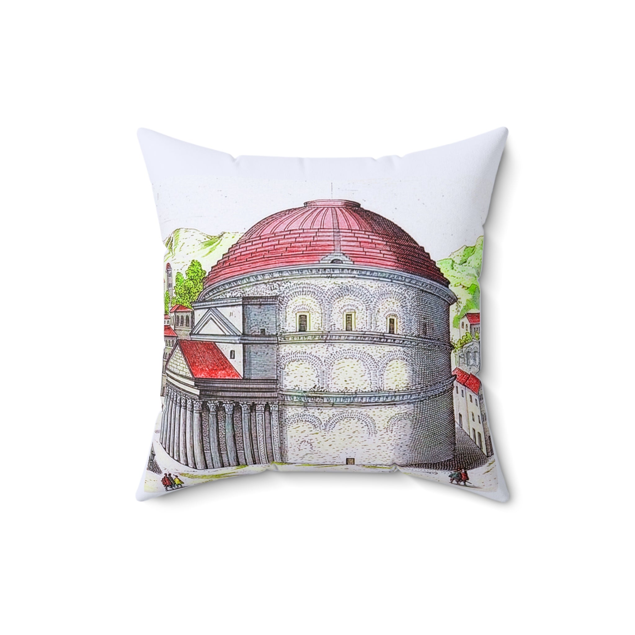 Pantheon Rome Architectural Engraving Pillow | Classical Antique Print