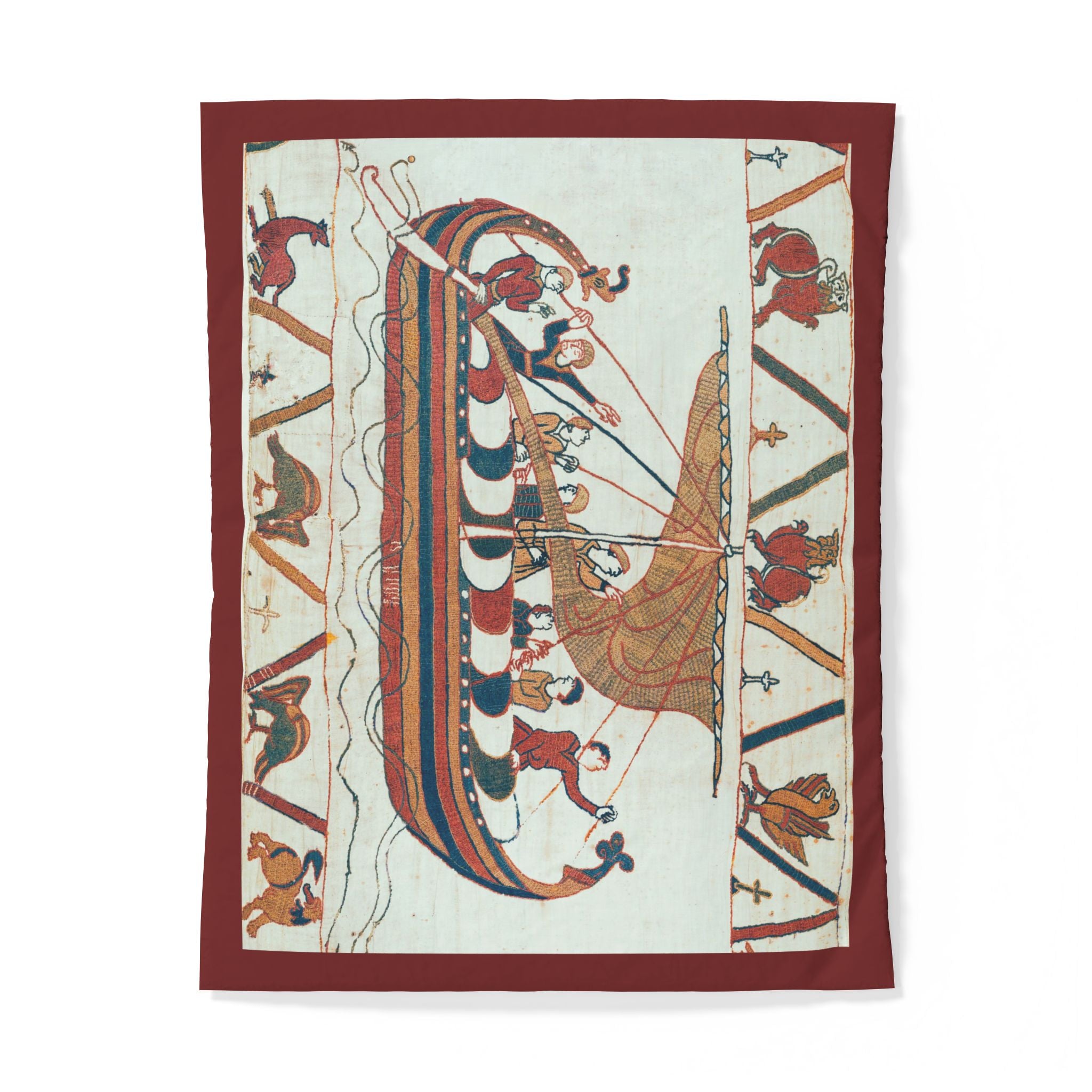 Bayeux Tapestry Norman Boat Duvet Cover | Medieval Invasion Scene