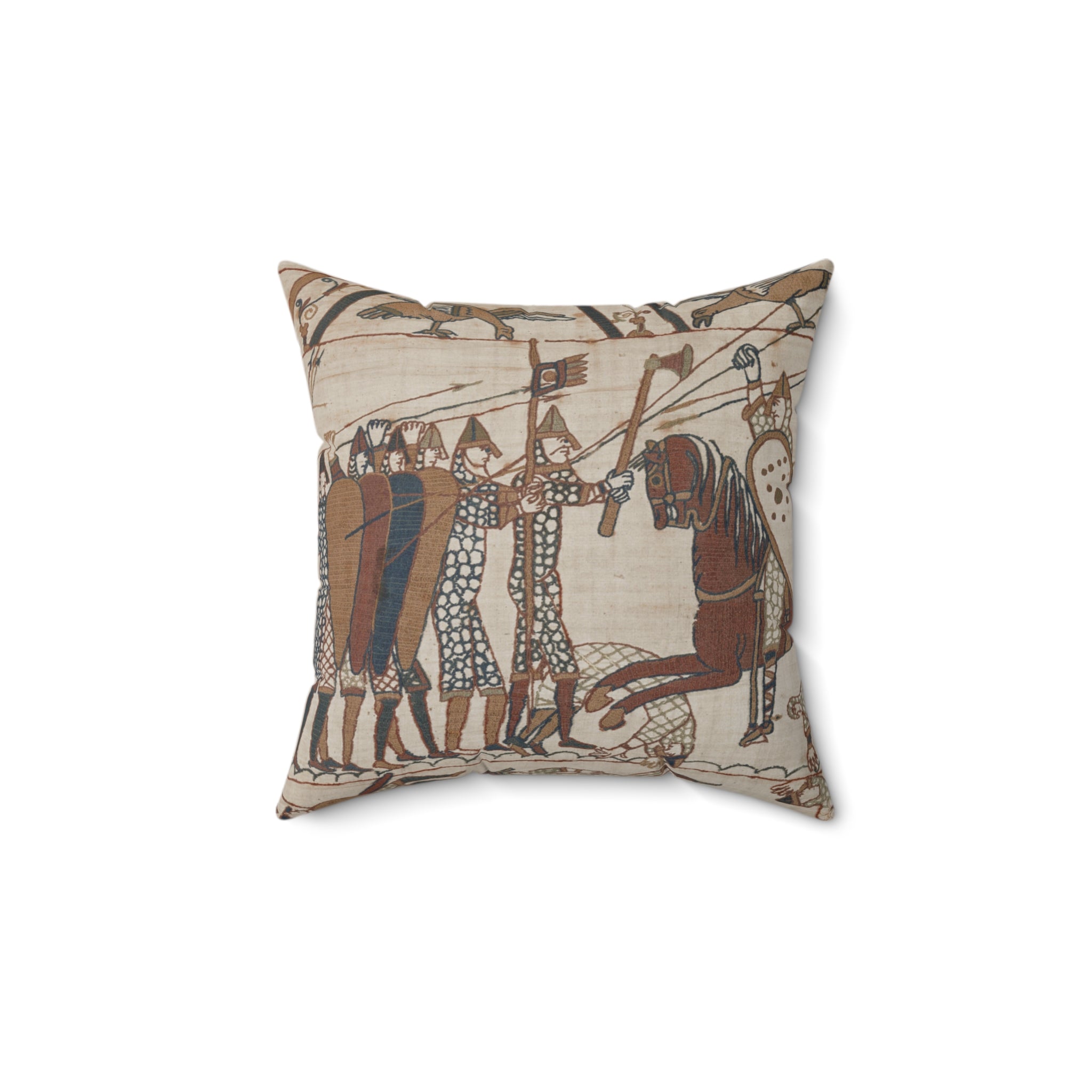 Bayeux Tapestry Battle of Hastings Cavalry Charge Faux Suede Square Pillow
