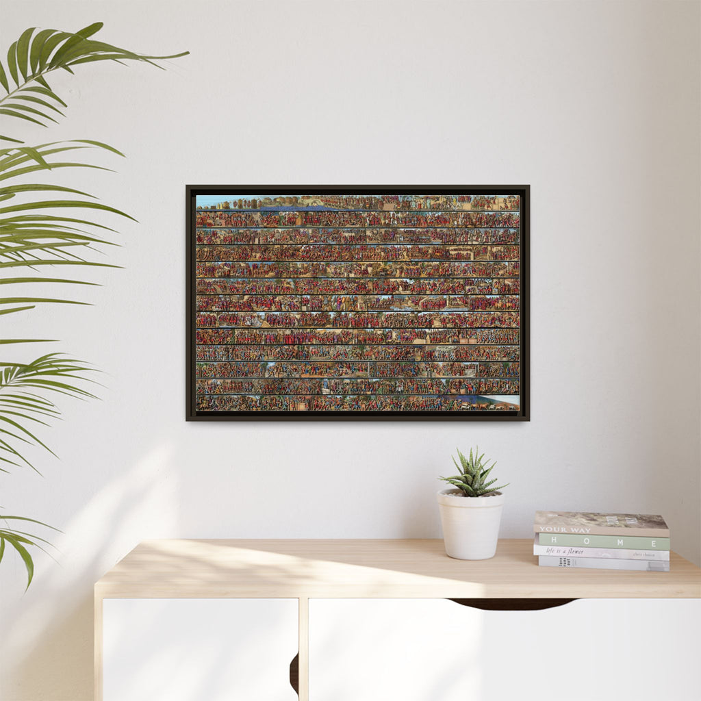 Colorized Depiction of Trajan's Column in Rome Framed Matte Canvas