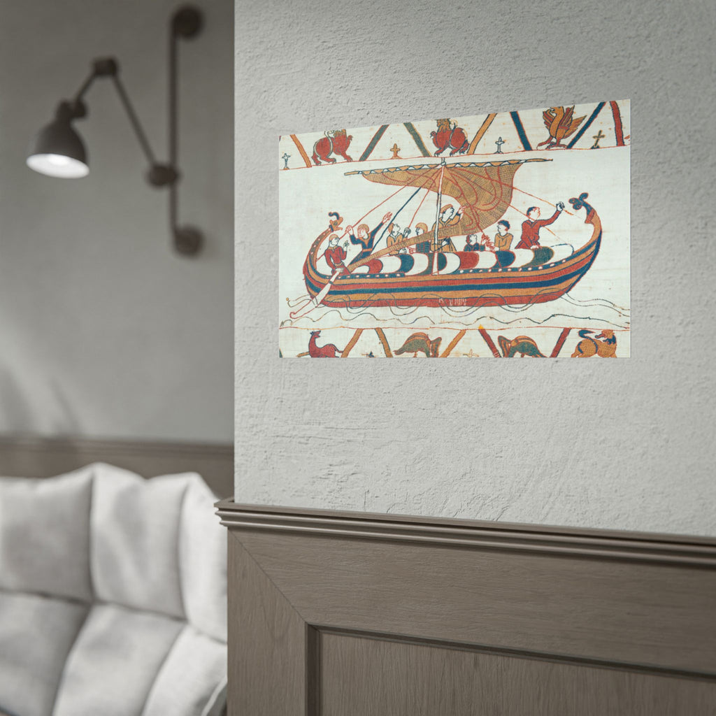 Bayeux Tapestry Norman Longship Rolled Poster | Nautical Historical Artwork