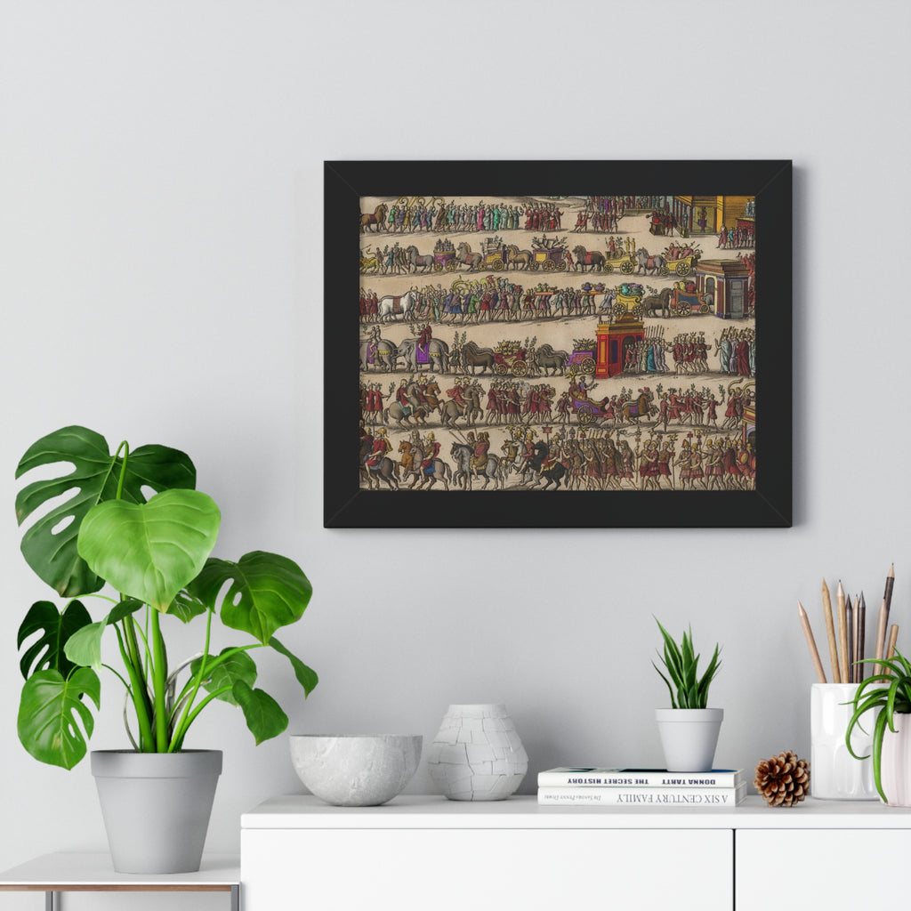 Roman Triumph Procession Framed Poster | Hand-Colored Engraving Print