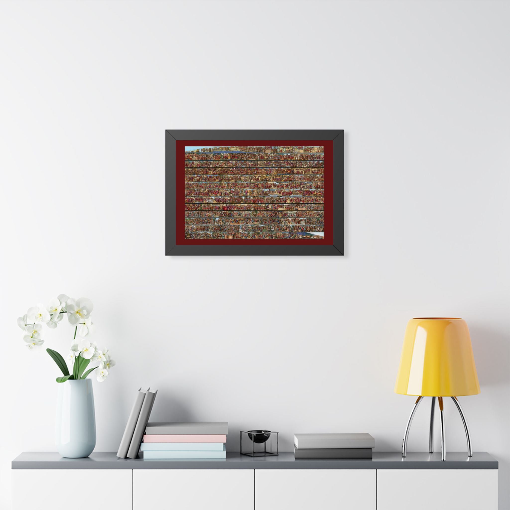 Colorized Trajan's Column Engraving Framed Art Print